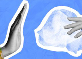 a hand saying no to plastic