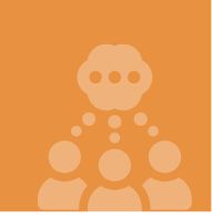 People thinking icon on orange background.