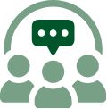 Group of people and talking bubble [icon]