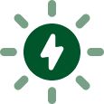 Lightning bolt on a sun with rays [icon]