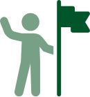 Person holding up a flagpole [icon]