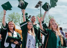 Students in graduation regalia