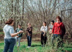 Students in the student garden