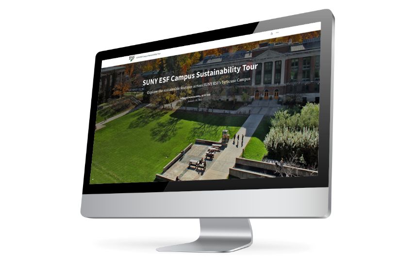 Computer screen displaying the ESF Campus Sustainability Tour