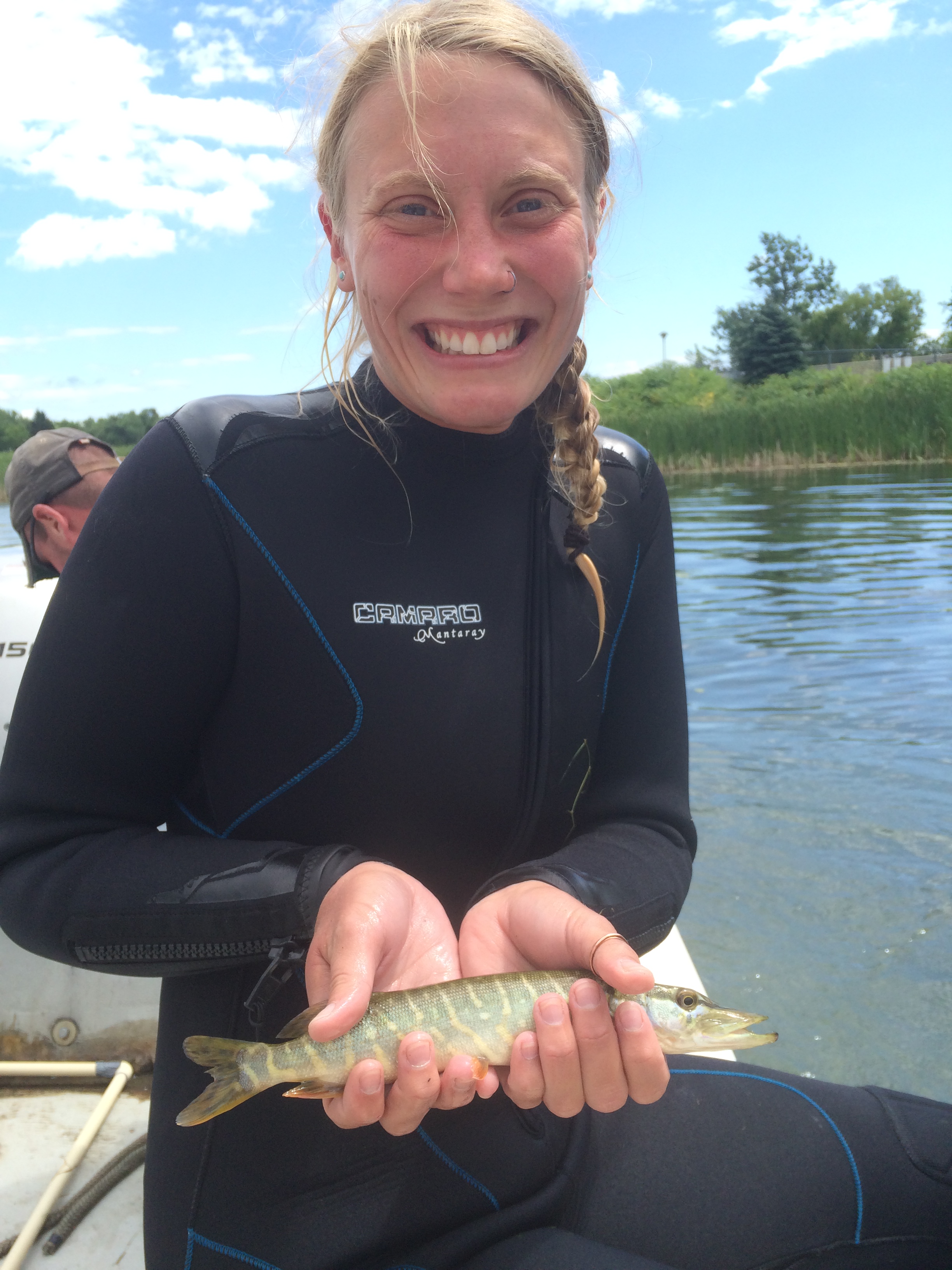 Ericka Augustyn holding a muskie