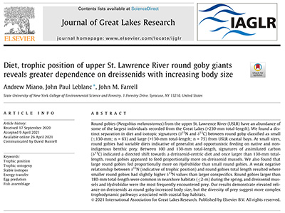 screenshot of journal of great lakes research